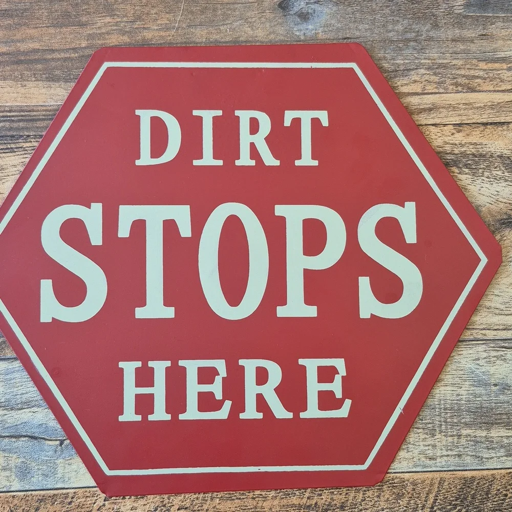 Laundry Room Vintage Metal Sign Set Of 2 Cute Red Stop Sign Yellow Caution Sign